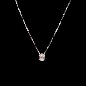 Oval Solitaire Diamond Necklace