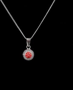 Pink Diamond Round Pendant Necklace