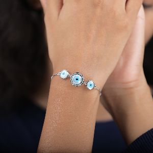 Powerful Evil Eyes Studded with Diamond Bracelet