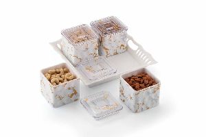 Dry Fruit Box with Lid and Serving Tray