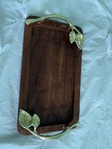 Wooden Tray with Leaf Handle