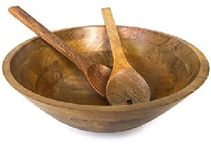 WOODEN BOWLE SET AND WOODEN SPOON SET