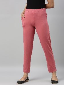 Women Solid Rasty Pink Cigarette Pants