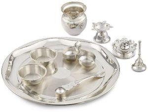 1009 Silver Plated Pooja Set