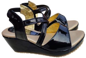 Kids Black Plain Heel Sandals