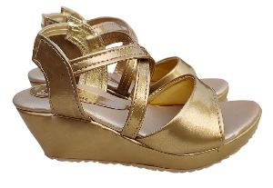 Kids Golden Plain Heel Sandals