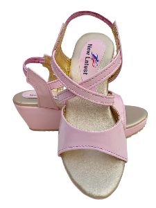 Kids Pink Plain Heel Sandals