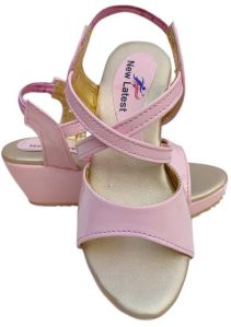 Kids Pink Plain Heel Sandals