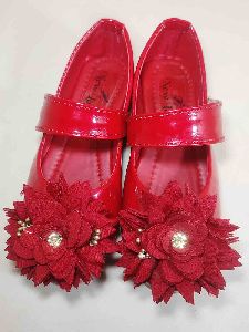 Kids Red Flower Belly Shoes