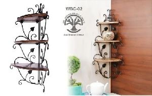 Brown Wood and Iron Decorative Wall Shelves