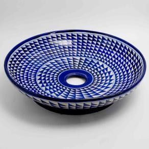 Decorative Handmade Blue Pottery Washbasin