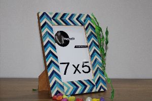 Blue Resin Inlay Photo Frame Zigzag Pattern Picture Frame From Tradnary