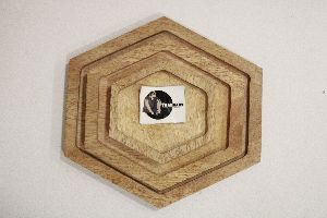 Hexagonal Shape Wooden Serving Tray Wooden Plate From Tradnary