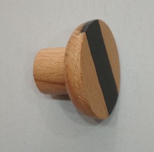 Beech Wood Round Wooden Cabinet Knob With Resin Strip Attractive Furniture Knob From Tradnary