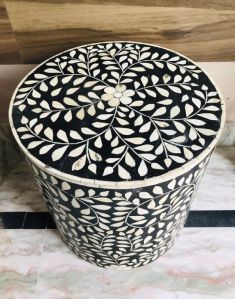Resin Inlay Stool & Inlay Furniture Bone Inlay Bedside Table From Tradnary