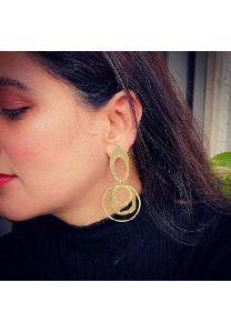 Brass Oval-Shaped Earring