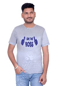 Grey I Am The Boss Printed T-Shirt