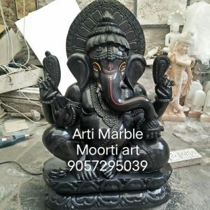 Black Marble Ganesh Statue