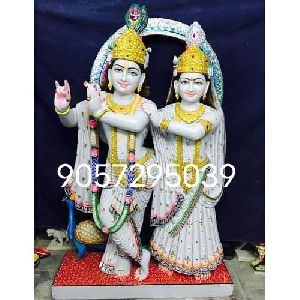 Hindu Marble Radha Krishna Statue