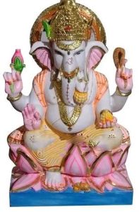 Makrana marble Ganesha Sitting Statue