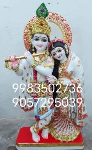 Multicolor Marble Krishna Radha Status