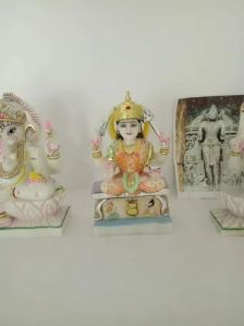 Painted Marble Saraswati Statue