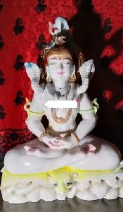 Painted Marble Shiva Statue