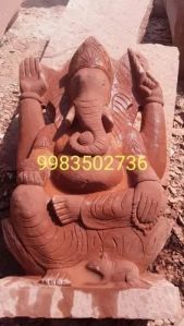 Red Marble Ganesh Statue