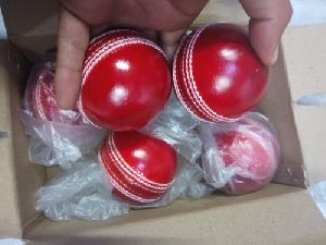 156gm Red Leather Cricket Ball