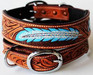 Leather Hand Carving Dog Collar