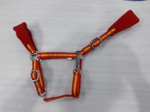 Web Nylon Halter with Fancy Febric Red