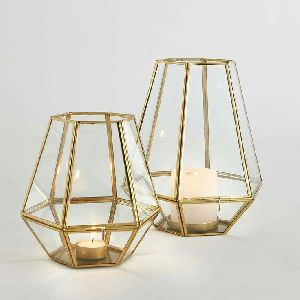 Glass & Iron Candle Holder