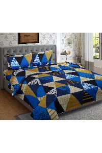 ABHIKRAM 100% Pure Cotton 160 TC Geometric Design Double Size Bedsheet with 2 Pillow Cover (Size -