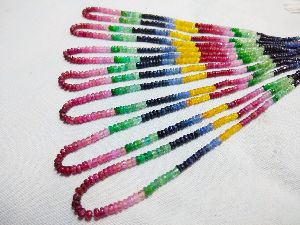 Multi Sapphire Faceted Rondelle Beads