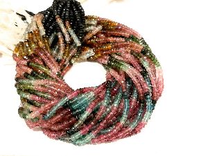 Multi Tourmaline Faceted Rondelle Beads