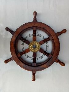 12 Inch Big Ship Steering Wheel Wooden Antique Teak Brass Nautical Pirate Ship's