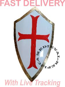 Medieval Viking Templar Red Cross Shield Larp Cosplay Warrior Shield Battle