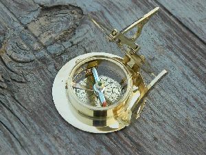 Nautical Solid Brass Sundial Compass 2.5
