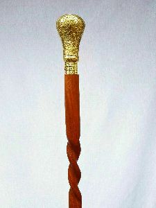 Nautical Style Antique Vintage Brass Handle Brown Wooden Walking Cane Stick Gift