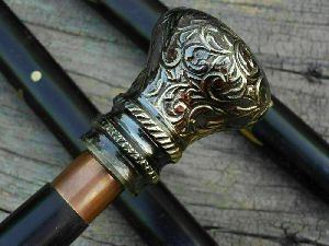 Solid Brass Antique Finish Head Handle Victorian Wooden Walking Cane Stick Gift