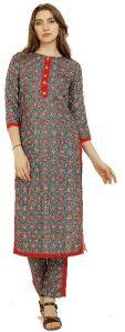 Ladies Green Round Neck Kurta with Pant