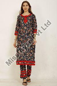 Ladies Multicolor Lace Border Kurta with Pant