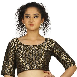 Black Gold Brocade Blouse