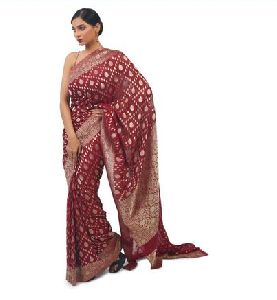 Maroon Soft Georgette Banarasi Saree