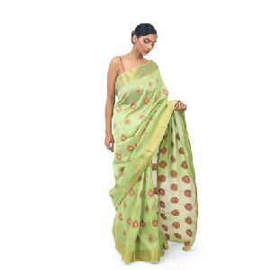 Parrot Green Weaving Silk Saree