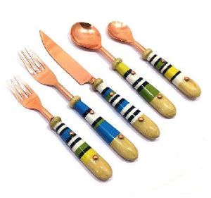 Stainless Steel Wood Cutlery Set