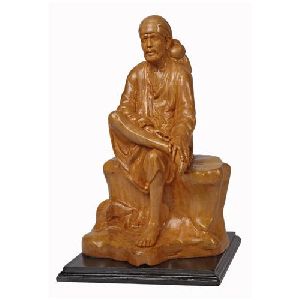 wooden sai baba statue