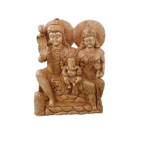 Wooden Shiv Parivar Statue