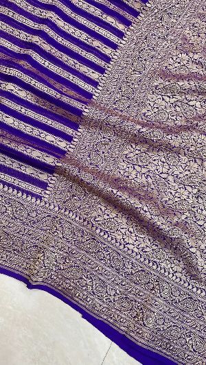 Gold Zari Khaddi Georgette Banarasi Sarees
