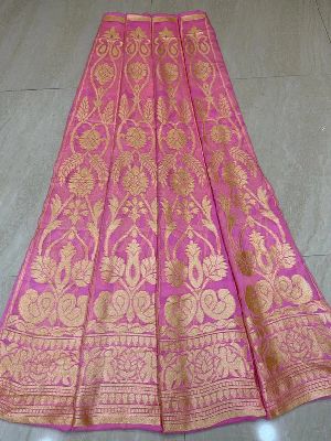 Pink Pure Khaddi Georgette Handloom Banarasi Lehenga Choli